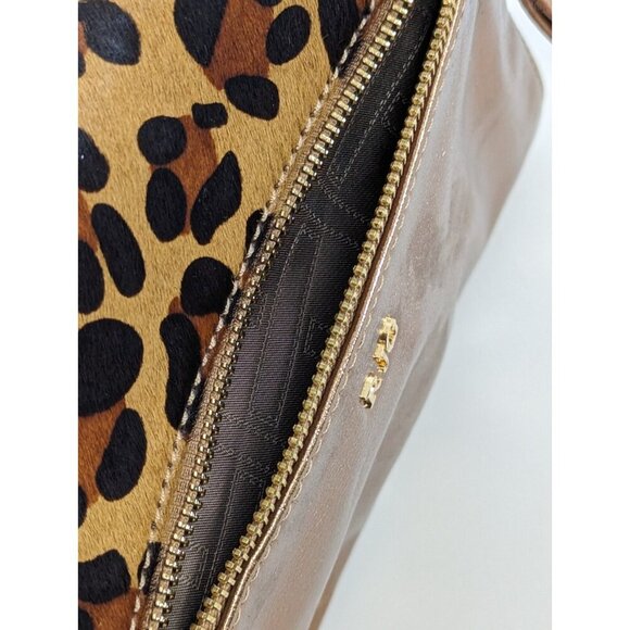 RJ Graziano Crossbody Handbag Purse Bronze Leopard Leather Bag Tassel - Picture 6 of 14